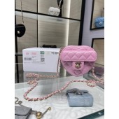 Chanel 2022S Love Heart mini Lambskin Crossbody Chain Bag AO2784 pink JK2491Xp72