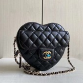 Chanel 2022S Love Heart Original Lambskin Crossbody Chain Bag AS3191Y Black JK2526MB38