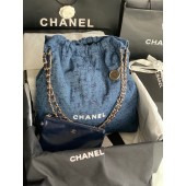 CHANEL 22 HANDBAG Denim AS3262 blue&white JK2273uT54