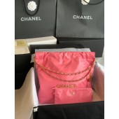 CHANEL 22 HANDBAG Shiny Calfskin & Gold-Tone Metal AS3261 Pink JK2400AM45