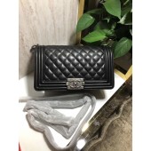 Chanel Boy Flap Original Sheepskin Leather Shoulder Black Bag A67086 Silver JK4661LG44