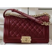 Chanel Boy Flap Shoulder Bag Burgundy Original Sheepskin Leather A67086 Gold JK272xa43