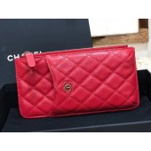 Chanel Calfskin Leather Card packet & Gold-Tone Metal A81598 red JK1189Gm74