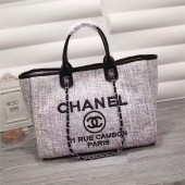 Chanel Canvas Leather Tote Shopping Bag 68047D JK5320AM45