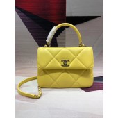 Chanel CC original lambskin top handle flap bag A92236 lemon&Gold-Tone Metal JK4471va68