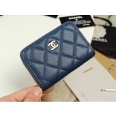 Chanel classic card holder Grained Calfskin & Gold-Tone Metal A69271 dark Blue JK1303ff76