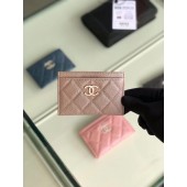 Chanel classic card holder Grained Calfskin & Gold-Tone Metal B31510 light Pink JK1326Zr53