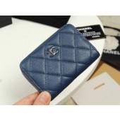 Chanel classic card holder Grained Calfskin & silver-Tone Metal A69271 sky Blue JK1302JD63