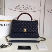 Chanel Classic Deep red Top Handle Bag Original Caviar Leather A92215 Royal Blue JK5224UF26