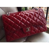 Chanel Classic Flap Bag Burgundy Original Patent Leather A1113 Silver JK204uU16