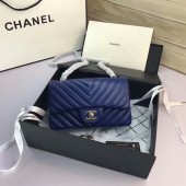 Chanel Classic Flap Bags Blue Original Sheepskin Leather 1116 Silver JK5685AM45