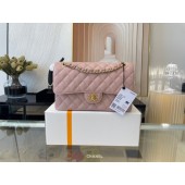 Chanel classic handbag Grained Calfskin gold-Tone Metal 01112 Cherry Blossom powder JK2661oK58