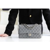 Chanel Classic Handbag Grained Calfskin & silver-Tone Metal A1112 grey JK3353pB23