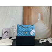 Chanel classic handbag Lambskin & gold Metal V01112 sky blue JK2586tg76