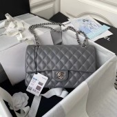 chanel classic handbag Lambskin & silver Metal A01112 dark grey JK3106Ea63