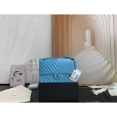 Chanel classic handbag Lambskin & silver Metal V01112 sky blue JK2587TV86