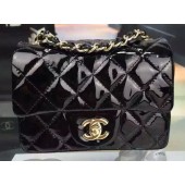 Chanel Classic mini Flap Bag Black Original Patent Leather CF7171 Gold JK278gN72