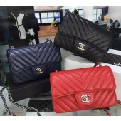 Chanel Classic MINI Flap Bag Chevron Caviar Leather V8500 JK289hI90