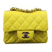 Chanel Classic MINI Flap Bag Lemon Cannage Pattern CF1115 Gold JK954cP15