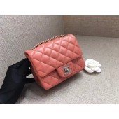 Chanel Classic MINI Flap Bag original Sheepskin Leather A1115 pink silver chain JK5178pB23