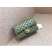 Chanel Classic MINI Flap Bag original Sheepskin Leather A1116 green gold chain JK5172oJ62