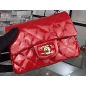 Chanel Classic mini Flap Bag Red Original Patent Leather CF7171 Gold JK276lu18