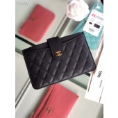 Chanel classic pouch Grained Calfskin & Gold-Tone Metal A81902 black JK4869Zw99