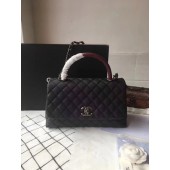 Chanel Classic Red Top Handle Bag Black Original Leather A92292 Silver JK5495Xw85