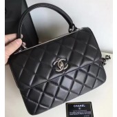 Chanel Classic Top Flap Bag Black Original Sheepskin Leather A92236 Silver JK43Il41