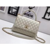 Chanel Classic Top Handle Bag OffWhite Sheepskin Leather A92991 Gold JK13rh54