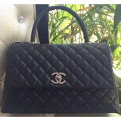 Chanel Classic Top Handle Bag Original Cannage Pattern A95168 Black JK459Gm74