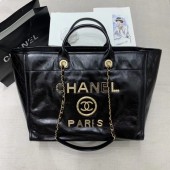 Chanel cowhide Tote Shopping Bag A66942 black JK3969Yr55