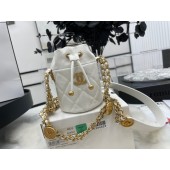 Chanel Drawstring Bag & Gold Metal A68081 white JK2317UM91