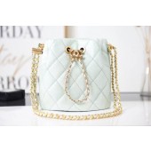 Chanel Drawstring Bag Grained Calfskin & Gold Metal AS2859 light green JK3005Nw52