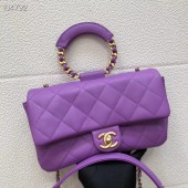 Chanel flap bag Lambskin & Gold Metal AS1358 purple JK4282Av26