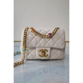 Chanel flap bag Lambskin Resin & Gold-Tone Metal AS2379 white JK3550Gm74