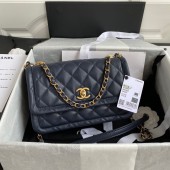 Chanel Flap Bag Sheepskin & Gold-Tone Metal AP1737 Navy JK3553Af99