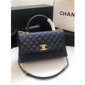 Chanel flap bag with top handle A92991 dark Blue JK3756oK58