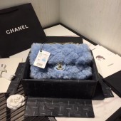 Chanel flap bag Wool sheepskin &Gold-Tone Metal AS1063 light blue JK4400Xw85