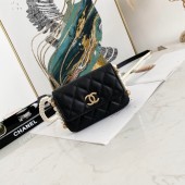 Chanel flap coin purse with chain 81085 black JK3280Pu45