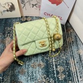 Chanel Flap Lambskin Shoulder Bag 1115 light green JK2694vX33