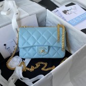 Chanel Flap Lambskin small Shoulder Bag AS3114 blue JK2553CC86