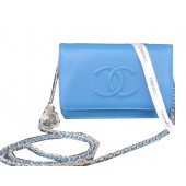 Chanel Flap Shoulder Bag Blue Calfskin Leather CHA33817 Silver JK1075Hn31