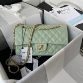 Chanel Flap Shoulder Bag Grained Calfskin A01112 gold-Tone Metal green JK2955ta99