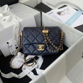 Chanel Flap Shoulder Bag Grained Calfskin AS2855 pearl black JK2999yj81