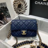 Chanel Flap Shoulder Bag Original leather AS2482 dark blue JK3225io33