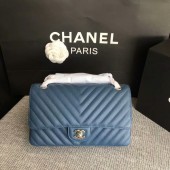 Chanel Flap Shoulder Bags Blue Original Calfskin Leather CF1112 Silver JK5758nV16