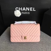 Chanel Flap Shoulder Bags Pink Original Calfskin Leather CF1112 Gold JK5765JD28