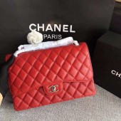 Chanel Flap Shoulder Bags Red Original Calfskin Leather CF1113 Silver JK5382lU52