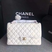 Chanel Flap Shoulder Bags White Original Calfskin Leather CF1113 Gold JK5383ea89